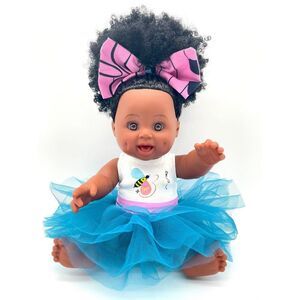 Open Box - Orijin Bees -  Positively Puffy Baby Bee Doll Black H Blue